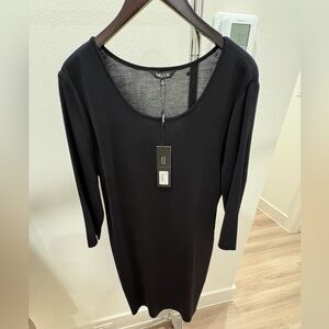 Misook Black Scoopneck Knit Pencil Dress Sz Medium